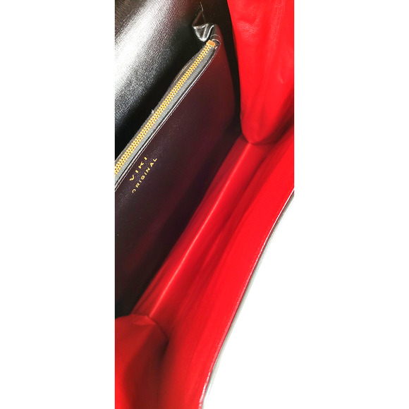 Viki Original Handbag Purse 50's Style Gray Red Interior Professional Gold VTG - Picture 8 of 14